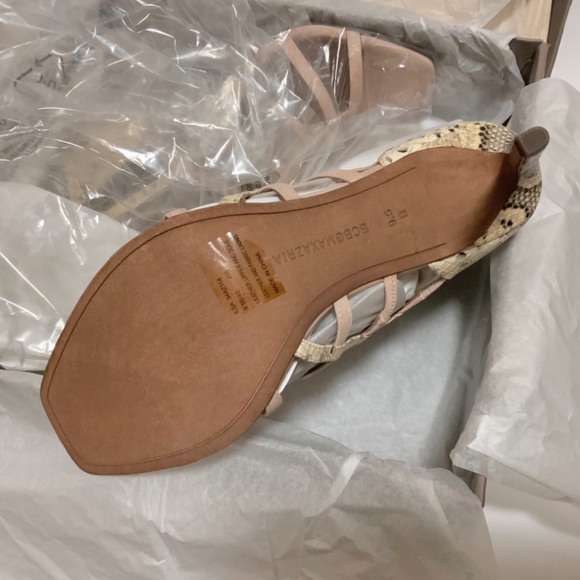 BCBGMAXAZRIA Ilsa Sandal Snake Natural Tea Rose Leather Stiletto Heel Pump 9.5 - Picture 7 of 7
